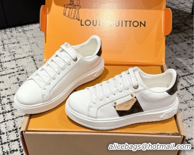 Good Product Louis Vuitton Time Out Sneakers in White Leather with LV Tag 0829007 