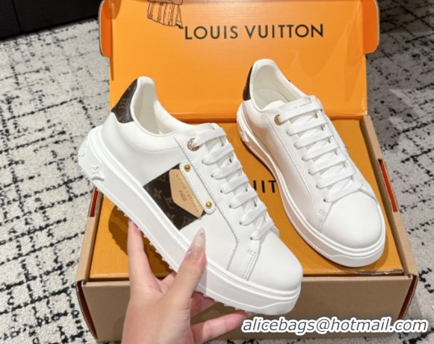 Good Product Louis Vuitton Time Out Sneakers in White Leather with LV Tag 0829007 