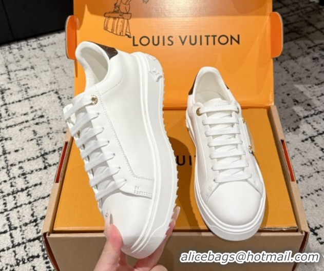 Good Product Louis Vuitton Time Out Sneakers in White Leather with LV Tag 0829007 