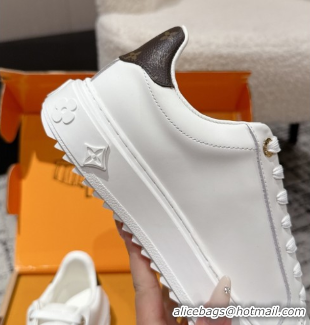 Good Product Louis Vuitton Time Out Sneakers in White Leather with LV Tag 0829007 