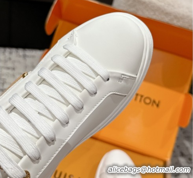Good Product Louis Vuitton Time Out Sneakers in White Leather with LV Tag 0829007 
