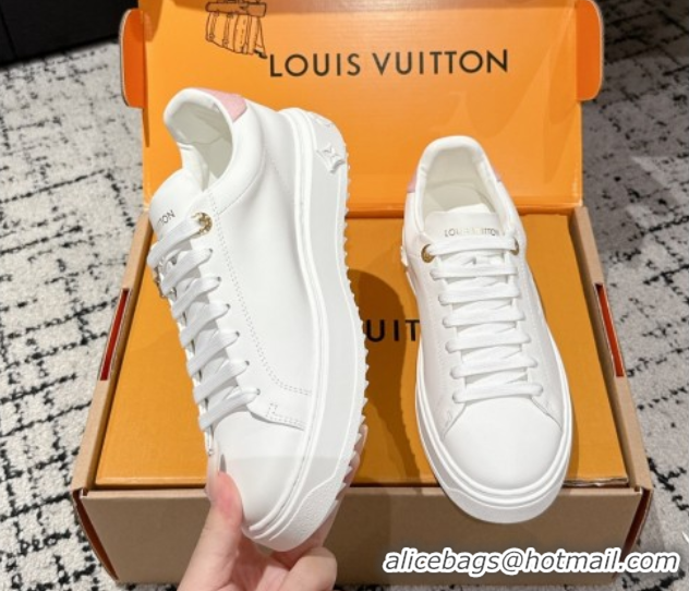Hot Style Louis Vuitton Time Out Sneakers in White Leather with Pink Label Hanging 1AGUXO 0829008 