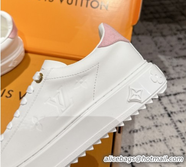 Hot Style Louis Vuitton Time Out Sneakers in White Leather with Pink Label Hanging 1AGUXO 0829008 