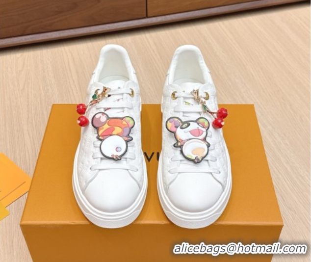 Trendy Design Louis Vuitton Time Out Sneakers 4cm in White Monogram Leather with Charm 0829011