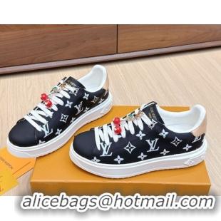 Sumptuous Louis Vuitton Time Out Sneakers 4cm in Black Monogram Leather 0829012