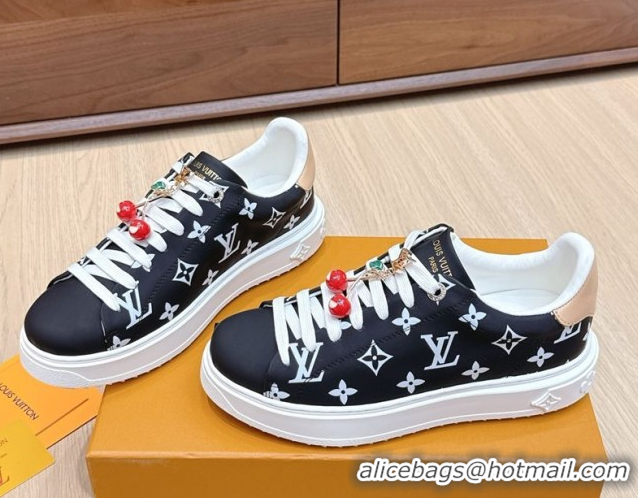 Sumptuous Louis Vuitton Time Out Sneakers 4cm in Black Monogram Leather 0829012