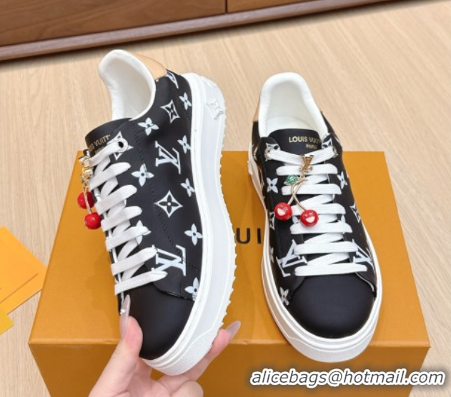 Sumptuous Louis Vuitton Time Out Sneakers 4cm in Black Monogram Leather 0829012