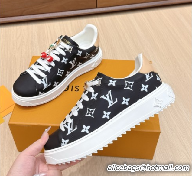 Sumptuous Louis Vuitton Time Out Sneakers 4cm in Black Monogram Leather 0829012