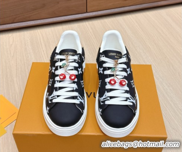 Sumptuous Louis Vuitton Time Out Sneakers 4cm in Black Monogram Leather 0829012