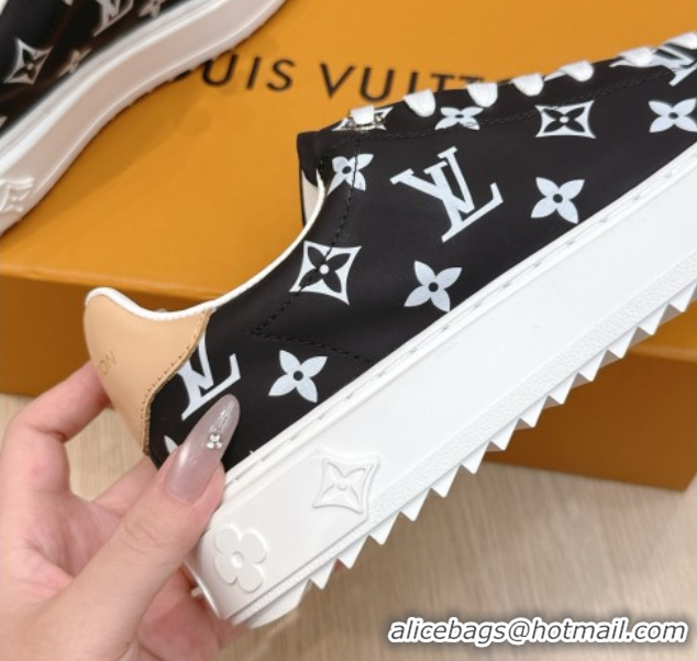 Sumptuous Louis Vuitton Time Out Sneakers 4cm in Black Monogram Leather 0829012