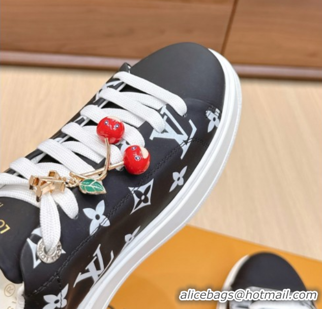 Sumptuous Louis Vuitton Time Out Sneakers 4cm in Black Monogram Leather 0829012