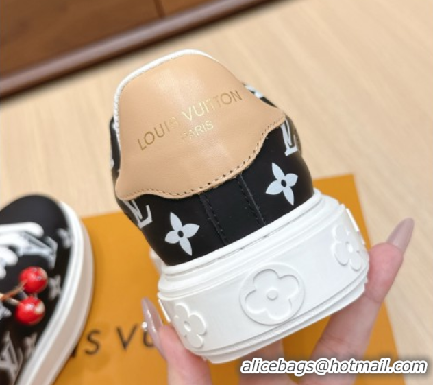 Sumptuous Louis Vuitton Time Out Sneakers 4cm in Black Monogram Leather 0829012
