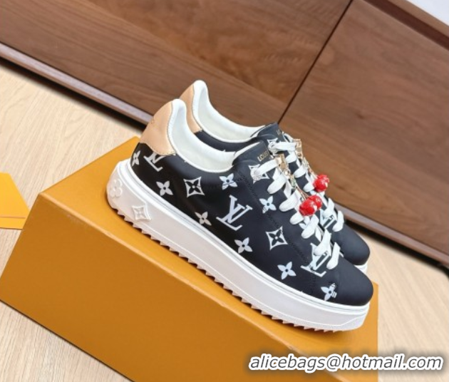 Sumptuous Louis Vuitton Time Out Sneakers 4cm in Black Monogram Leather 0829012