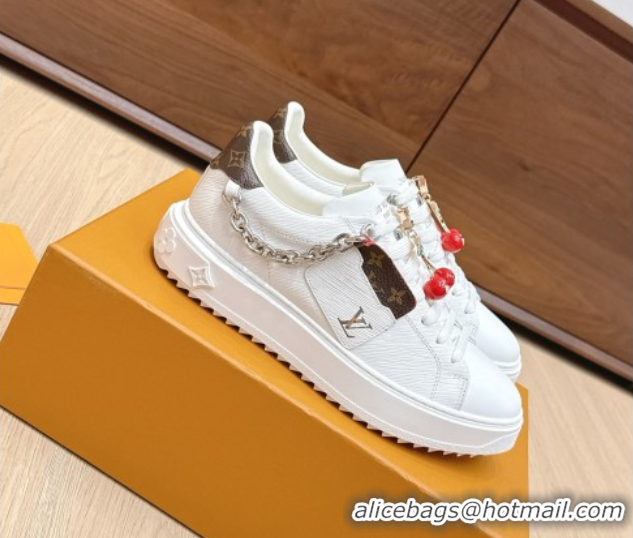 Shop Cheap Louis Vuitton Time Out Sneakers 4cm in Epi Leather 1AHOGG White 0829013