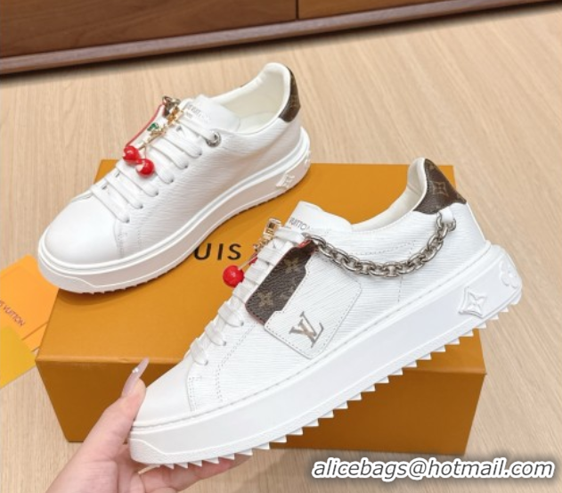 Shop Cheap Louis Vuitton Time Out Sneakers 4cm in Epi Leather 1AHOGG White 0829013