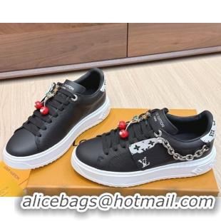 Stylish Louis Vuitton Time Out Sneakers 4cm in Epi Leather 1AHOGG Black 0829014
