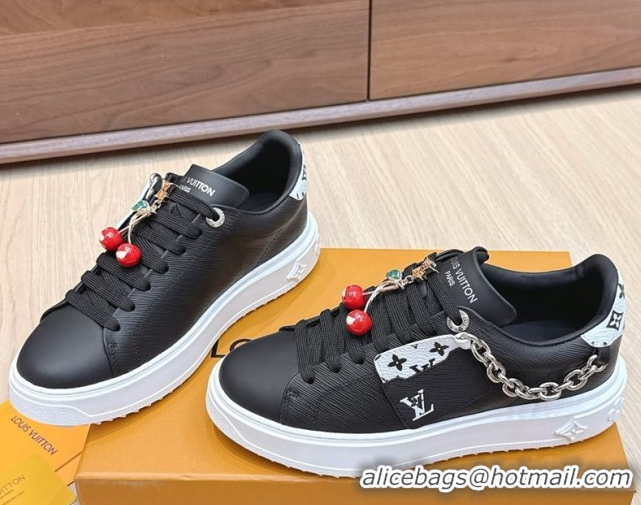 Stylish Louis Vuitton Time Out Sneakers 4cm in Epi Leather 1AHOGG Black 0829014