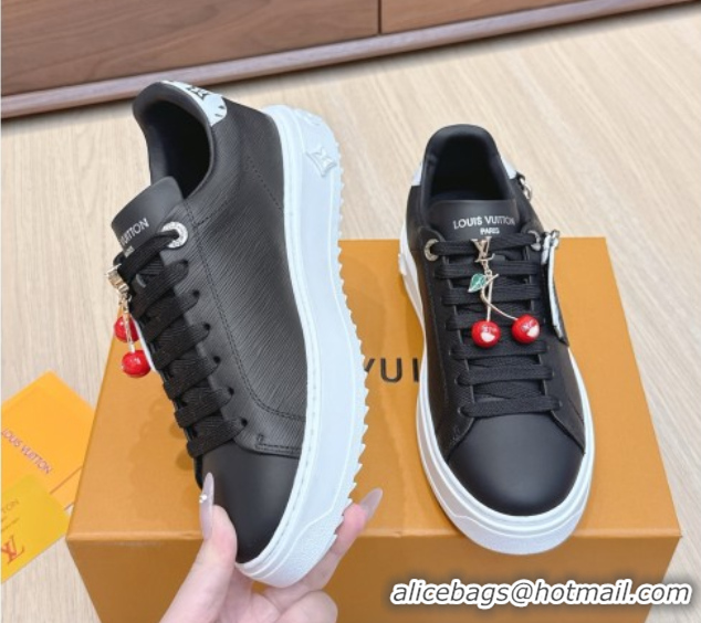 Stylish Louis Vuitton Time Out Sneakers 4cm in Epi Leather 1AHOGG Black 0829014