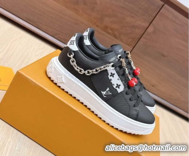 Stylish Louis Vuitton Time Out Sneakers 4cm in Epi Leather 1AHOGG Black 0829014