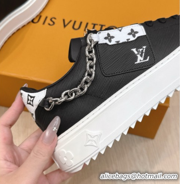 Stylish Louis Vuitton Time Out Sneakers 4cm in Epi Leather 1AHOGG Black 0829014