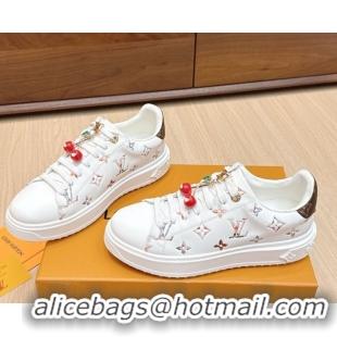 Shop Duplicate Louis Vuitton Time Out Sneakers 4cm in Leather 1AHOOD White/Multicolor 0829016