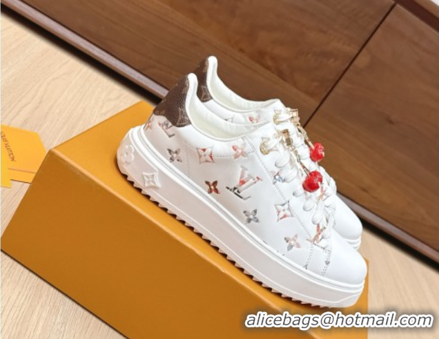 Shop Duplicate Louis Vuitton Time Out Sneakers 4cm in Leather 1AHOOD White/Multicolor 0829016