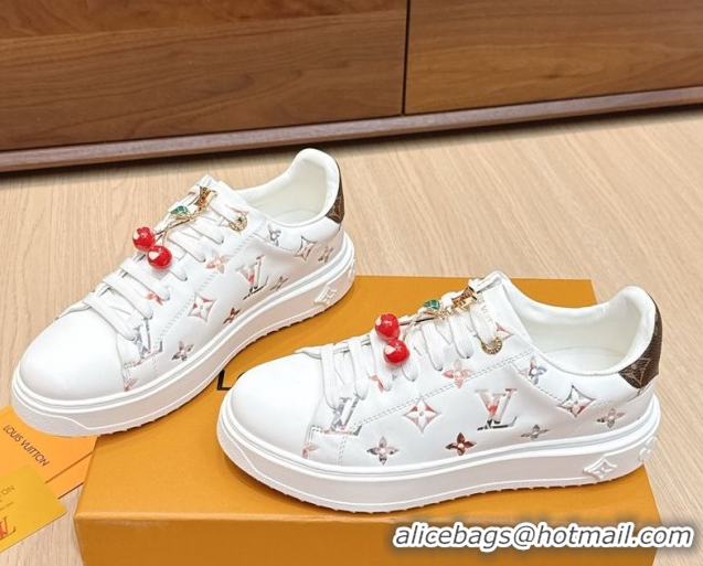 Shop Duplicate Louis Vuitton Time Out Sneakers 4cm in Leather 1AHOOD White/Multicolor 0829016