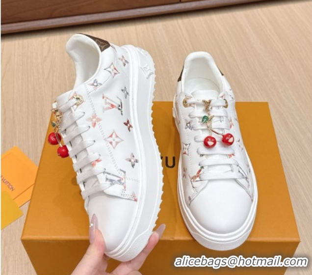Shop Duplicate Louis Vuitton Time Out Sneakers 4cm in Leather 1AHOOD White/Multicolor 0829016