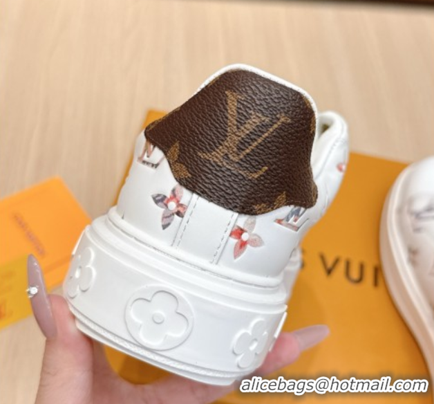 Shop Duplicate Louis Vuitton Time Out Sneakers 4cm in Leather 1AHOOD White/Multicolor 0829016