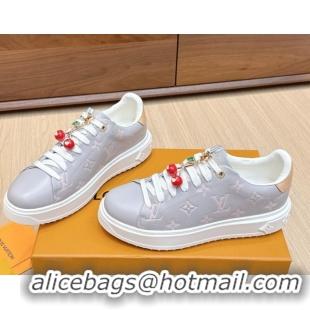 1:1 aaaaa Louis Vuitton Time Out Sneakers 4cm in Grey Leather 0829017