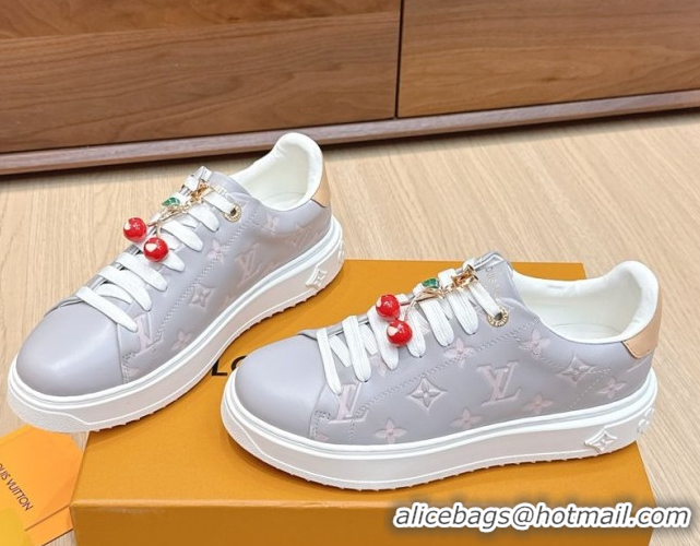 1:1 aaaaa Louis Vuitton Time Out Sneakers 4cm in Grey Leather 0829017