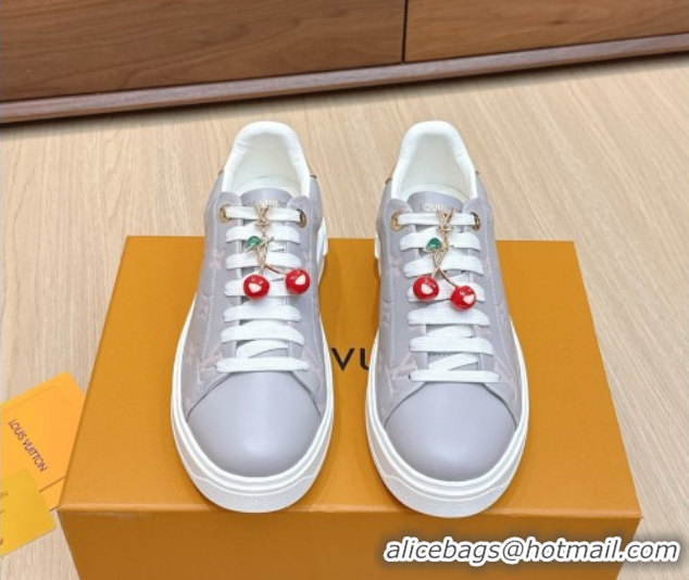 1:1 aaaaa Louis Vuitton Time Out Sneakers 4cm in Grey Leather 0829017