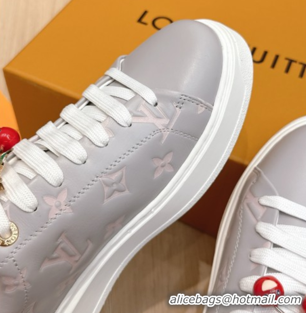 1:1 aaaaa Louis Vuitton Time Out Sneakers 4cm in Grey Leather 0829017