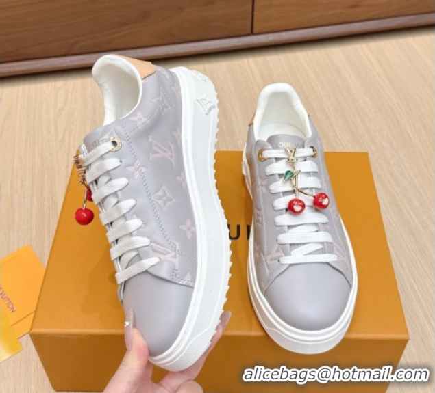 1:1 aaaaa Louis Vuitton Time Out Sneakers 4cm in Grey Leather 0829017
