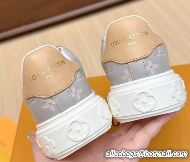 1:1 aaaaa Louis Vuitton Time Out Sneakers 4cm in Grey Leather 0829017