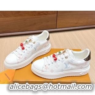 Classic Hot Louis Vuitton Time Out Sneakers 4cm in Leather 1AHOOD White/Blue 0829019