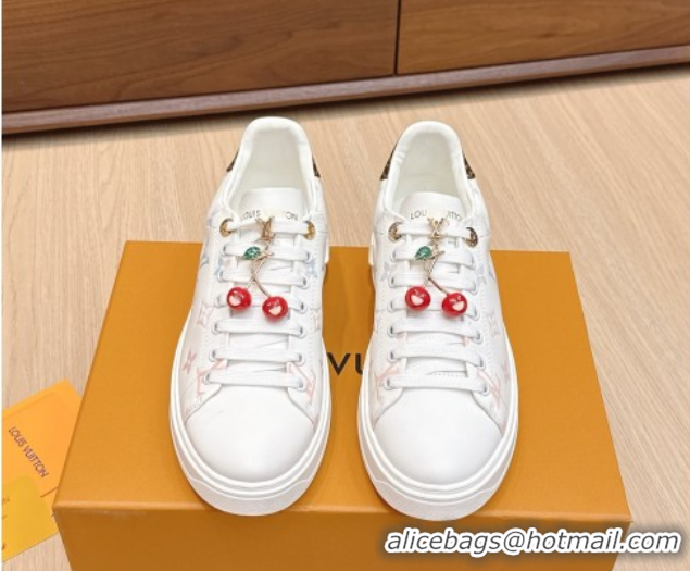 Classic Hot Louis Vuitton Time Out Sneakers 4cm in Leather 1AHOOD White/Blue 0829019