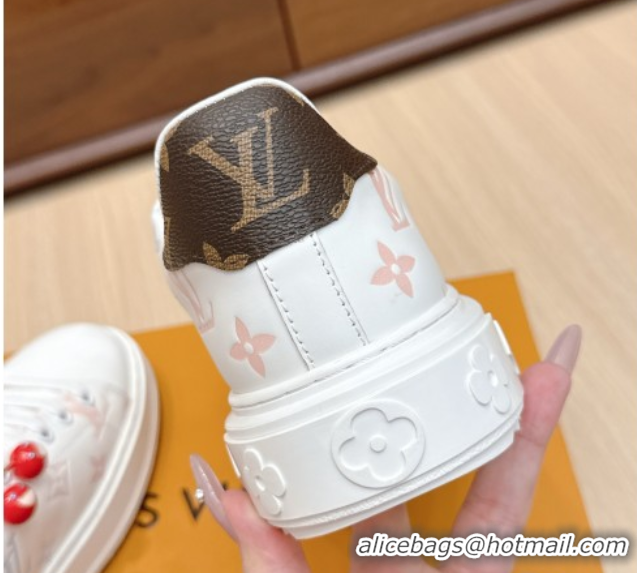 Classic Hot Louis Vuitton Time Out Sneakers 4cm in Leather 1AHOOD White/Blue 0829019