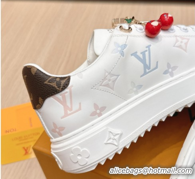 Classic Hot Louis Vuitton Time Out Sneakers 4cm in Leather 1AHOOD White/Blue 0829019