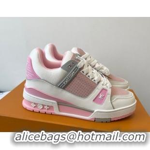Good Quality Louis Vuitton LV Trainer Sneakers in Perforated Leather 1AHWSM Pink 0829030