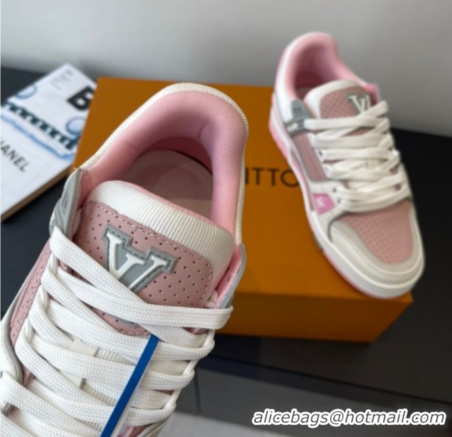 Good Quality Louis Vuitton LV Trainer Sneakers in Perforated Leather 1AHWSM Pink 0829030