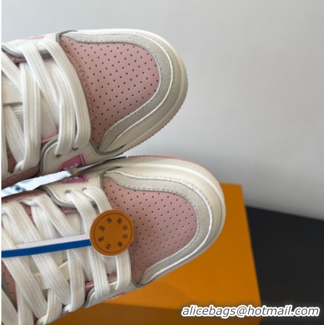 Good Quality Louis Vuitton LV Trainer Sneakers in Perforated Leather 1AHWSM Pink 0829030