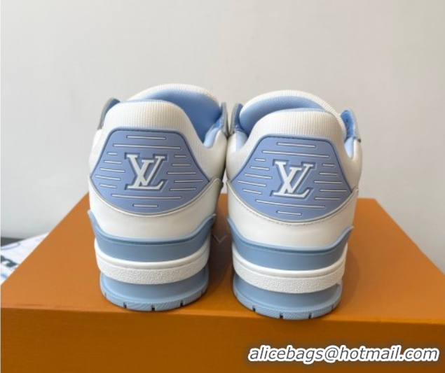 Best Product Louis Vuitton LV Trainer Sneakers in Perforated Leather 1AHWSM Blue 0829031