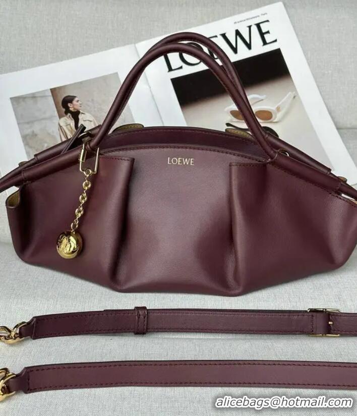 Promotional Loewe Medium Paseo Bag in Shiny Nappa Calfskin 062240 Burgundy