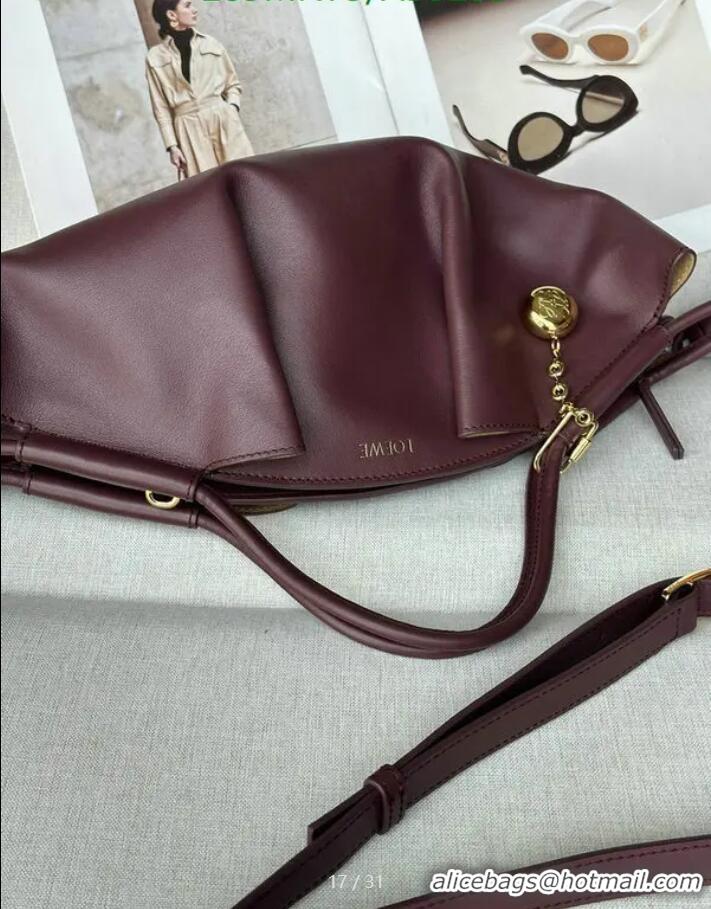 Promotional Loewe Medium Paseo Bag in Shiny Nappa Calfskin 062240 Burgundy