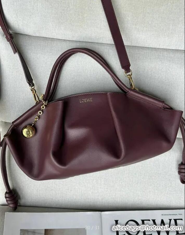 Promotional Loewe Medium Paseo Bag in Shiny Nappa Calfskin 062240 Burgundy