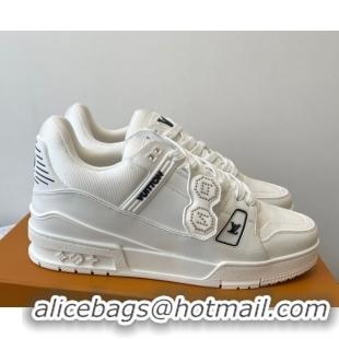 Top Grade Louis Vuitton LV Trainer Sneakers in Plain Leather 1AIKR9 White 0829032