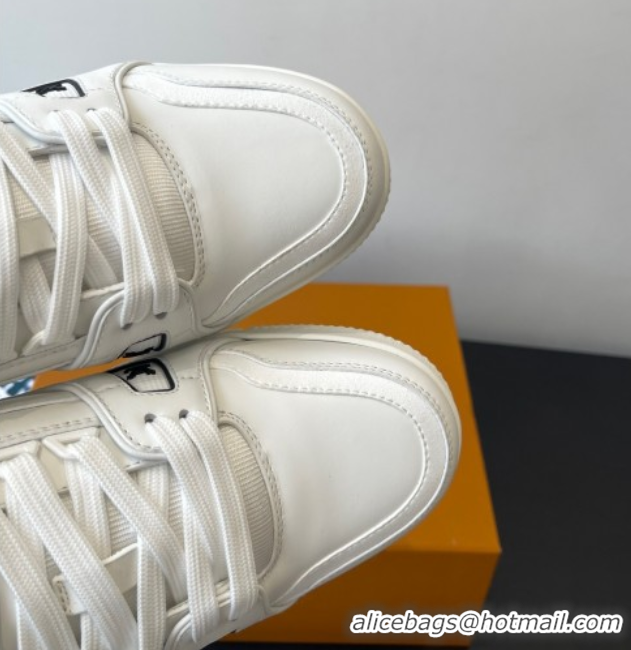 Top Grade Louis Vuitton LV Trainer Sneakers in Plain Leather 1AIKR9 White 0829032
