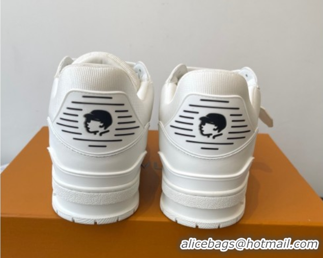 Top Grade Louis Vuitton LV Trainer Sneakers in Plain Leather 1AIKR9 White 0829032