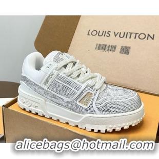 Best Grade Louis Vuitton LV Trainer Maxi Sneakers 6cm in Allover Strass White 0829034